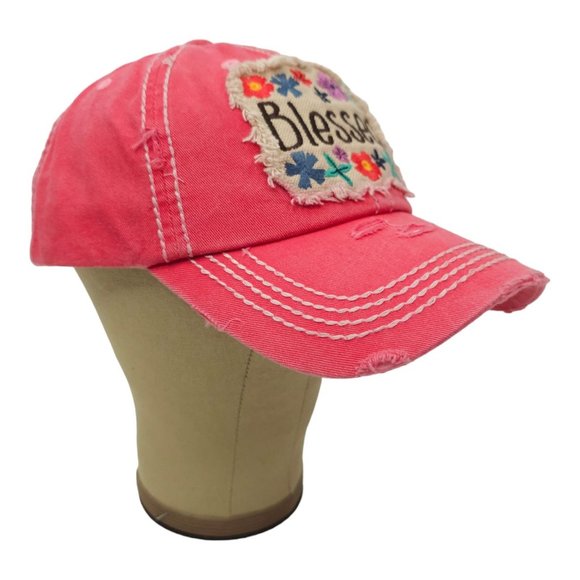 Kbethos Vintage Style Patch Floral Blessed Distressed Strapback Cap Baseball Hat - Picture 3 of 13
